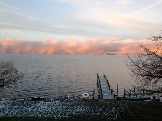 Western shore of Cayuga Lake in early morning (November 2013).