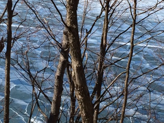 Pattern of ice breaking up on Cayuga Lake south of Aurora near Ithaca.